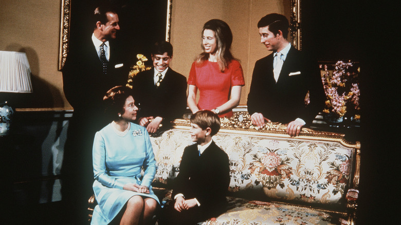 Princess Anne posing with her family