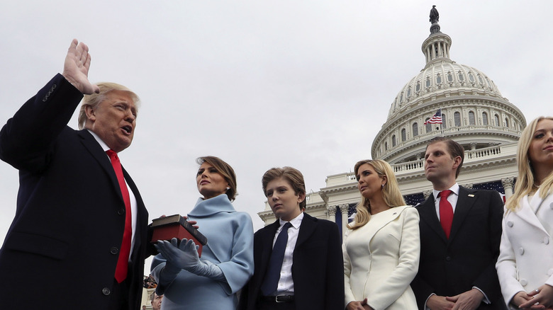Trump family being sworn in